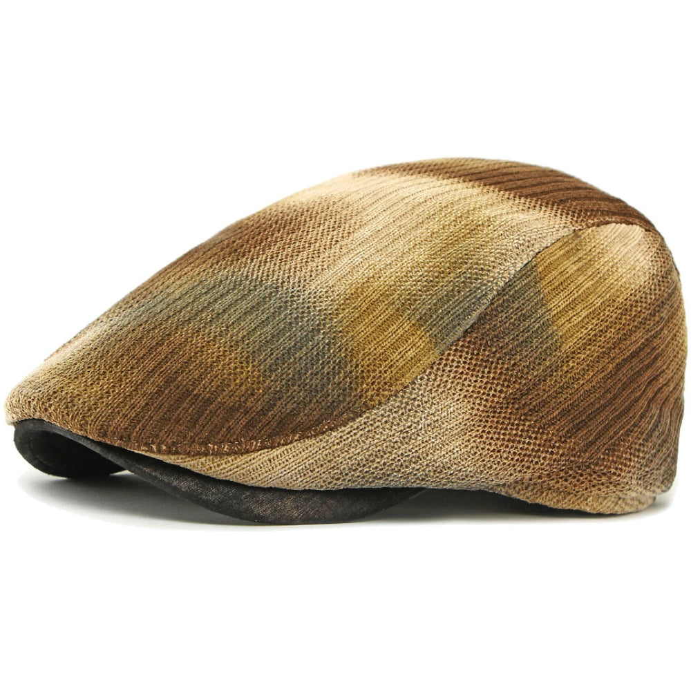 Preston Knitted Print Beret in Khaki