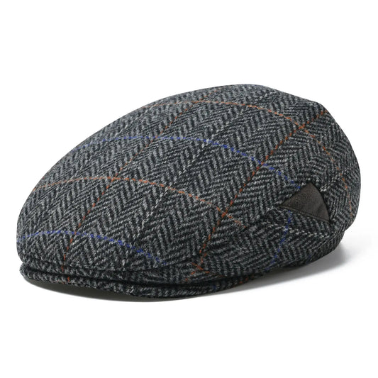 Dublin Herringbone Tweed Newsboy Cap in Gray