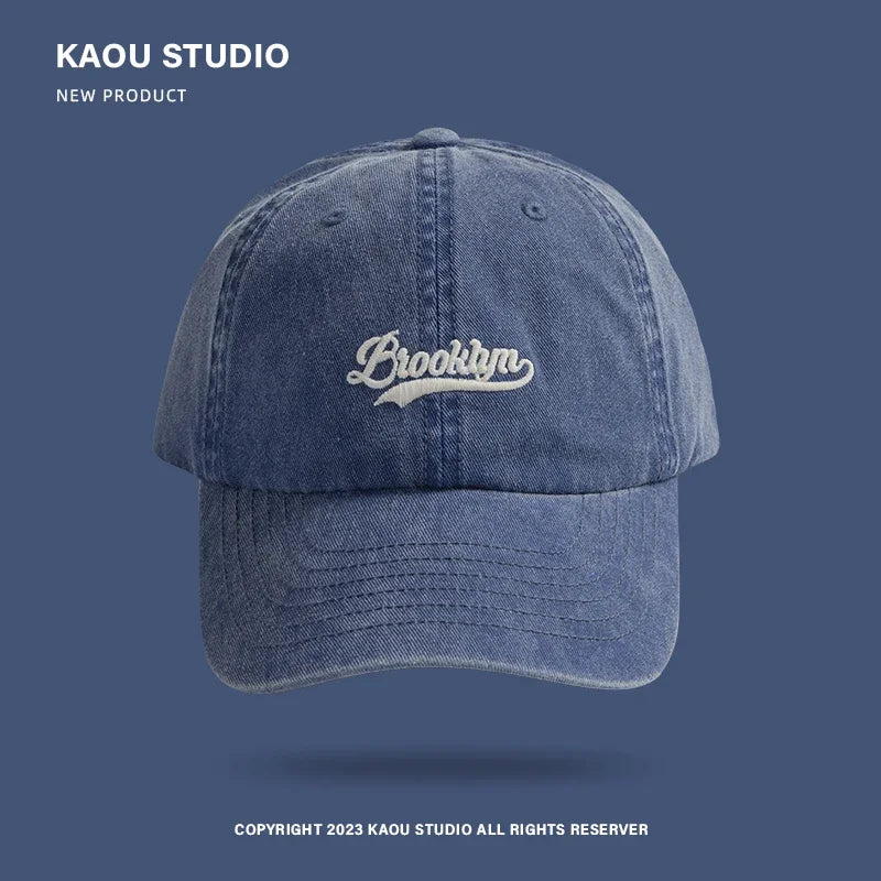 Ashford Washed Cotton Baseball Cap in Sapphire Blue
