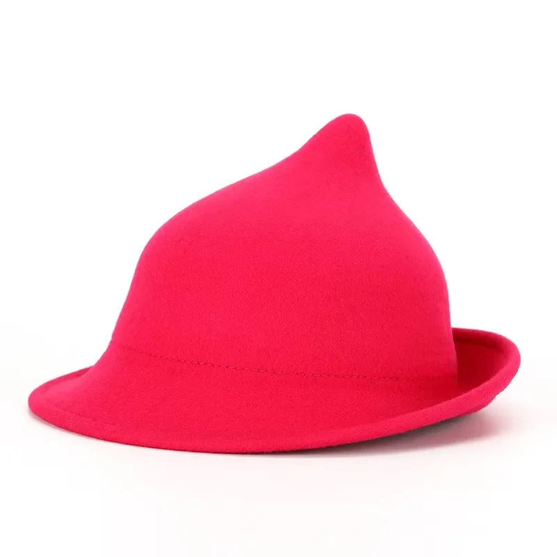 Hallowmere Wool Witch Hat in Rose Red