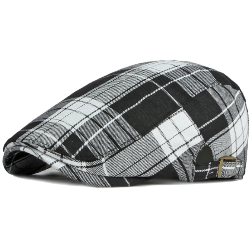 Greenwich Plaid Artist Beret in Black