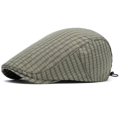 Whitby Plaid Beret in Army Green