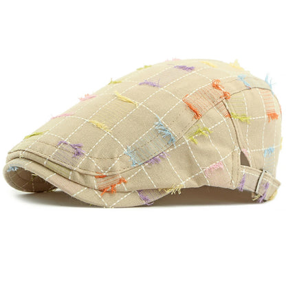 Stroud Vintage Plaid Beret in Khaki