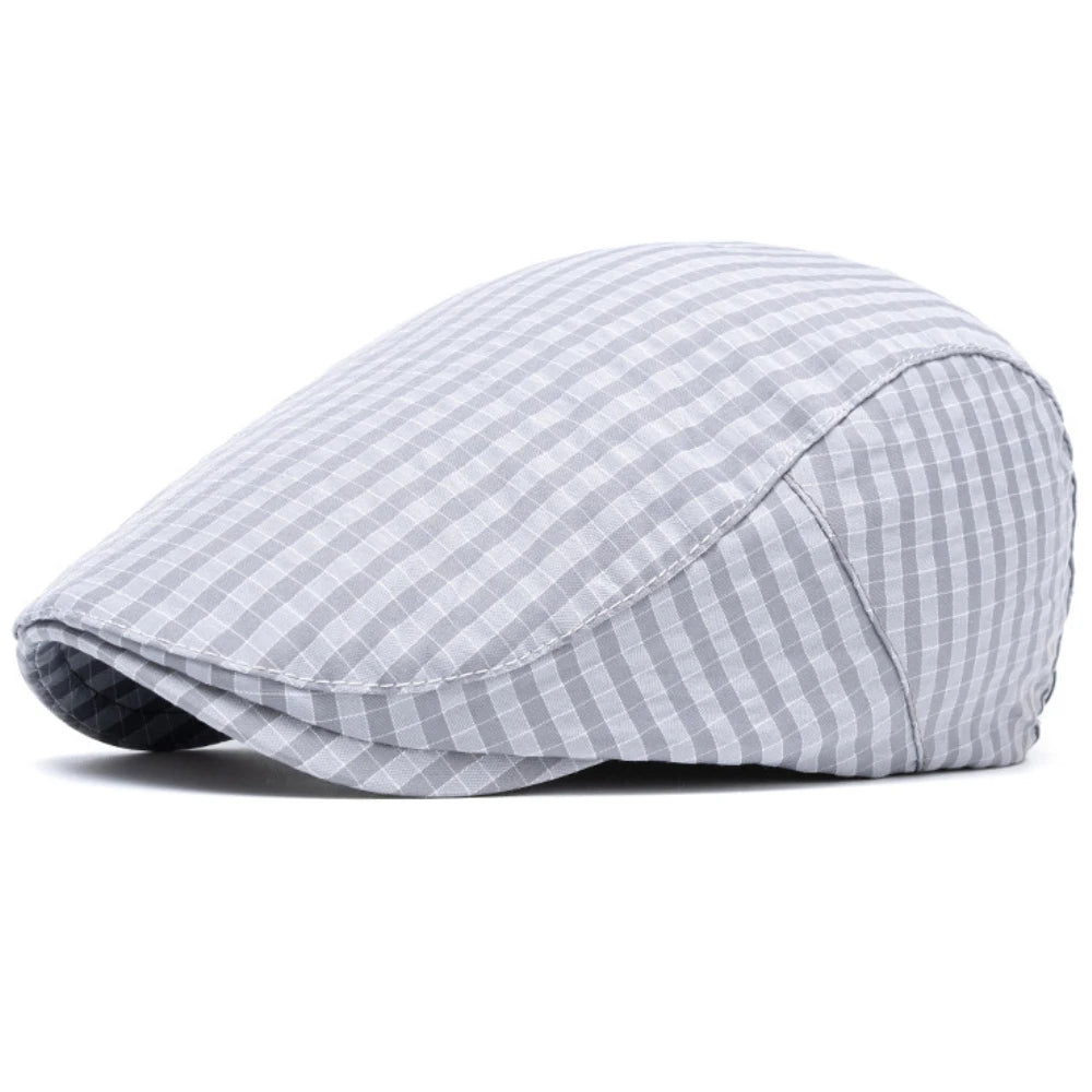 Whitby Plaid Beret in Grey