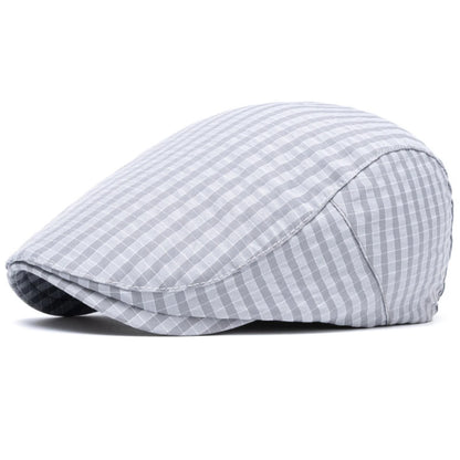 Whitby Plaid Beret in Grey
