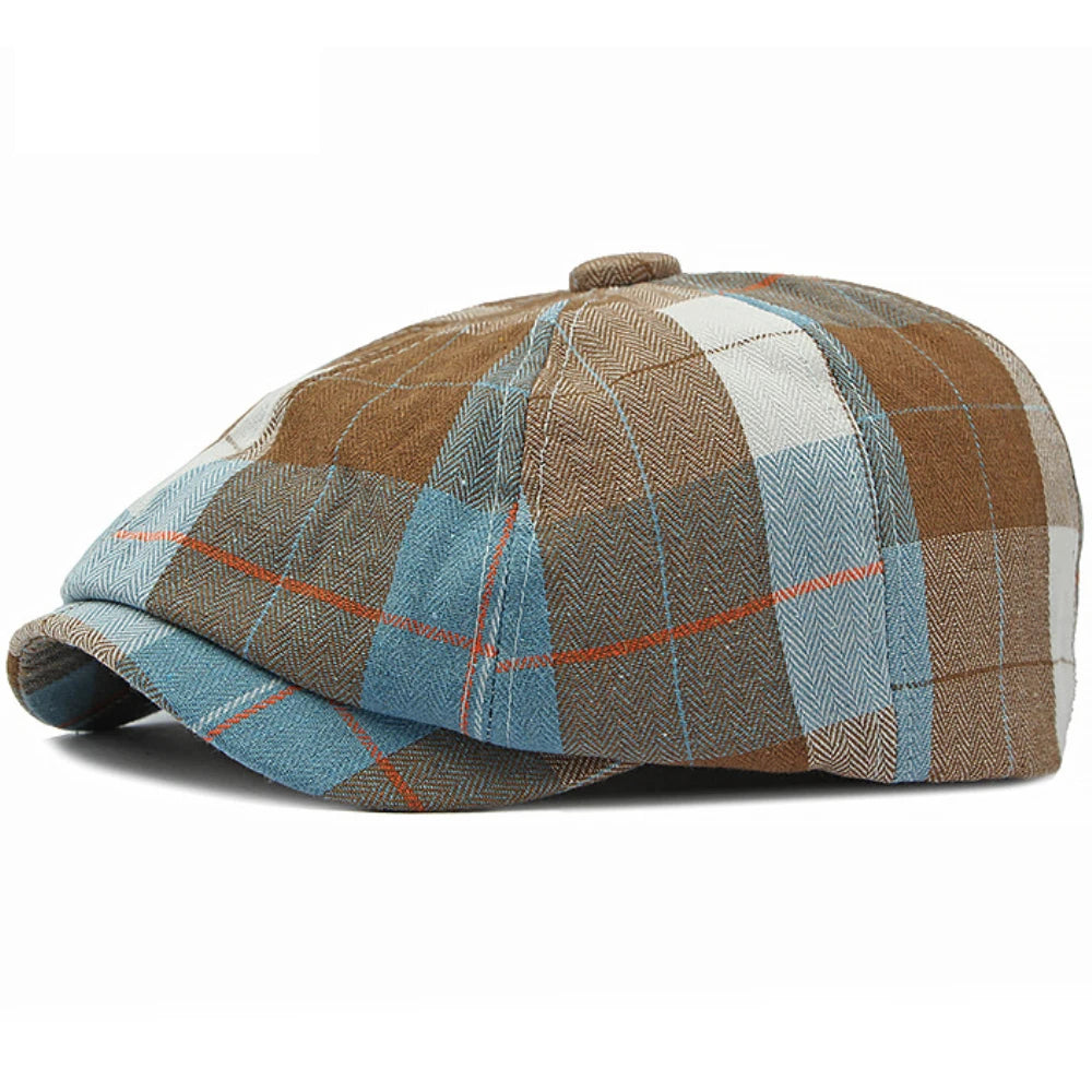 Chichester Plaid Beret in Khaki