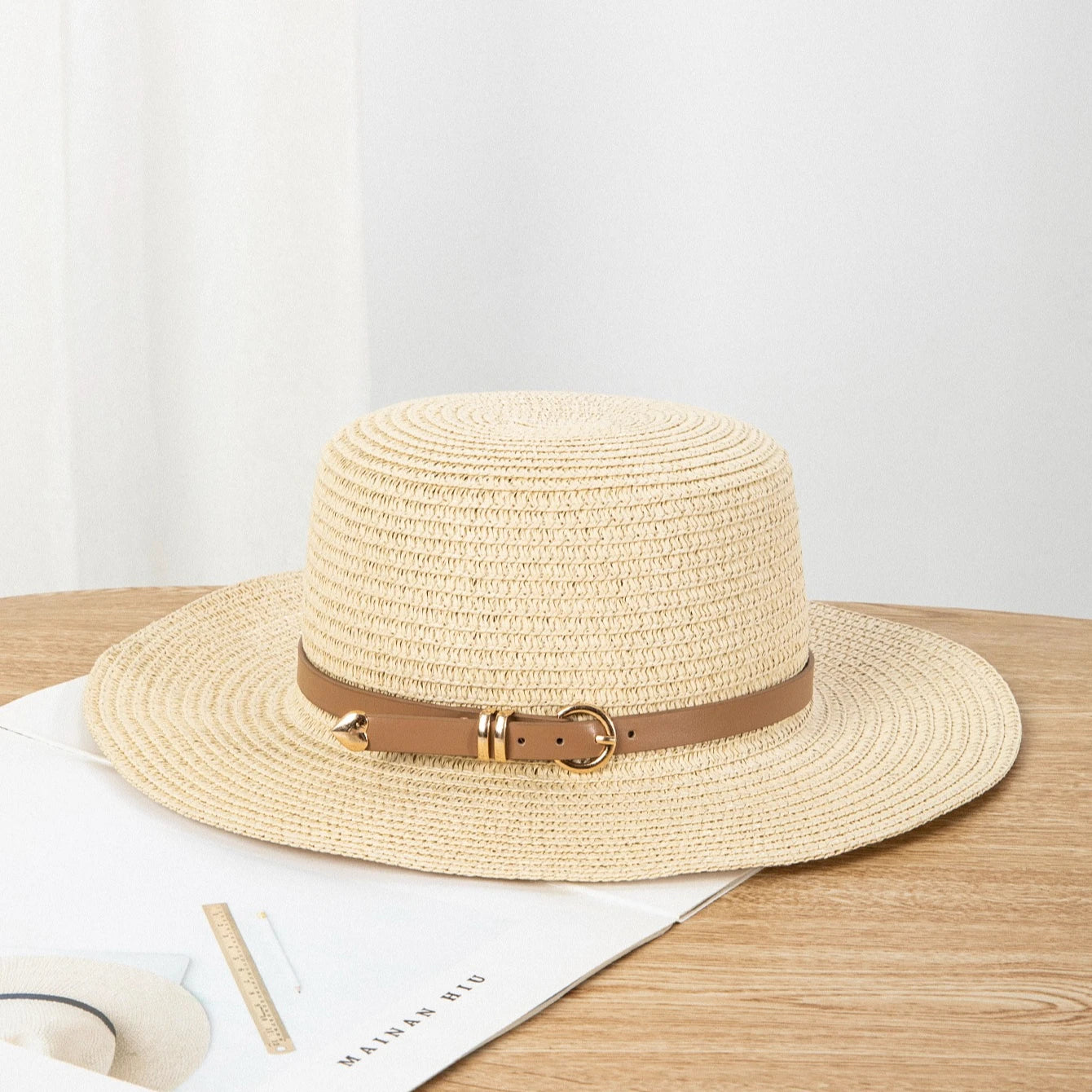 Positano Raffia Beach Hat in Beige