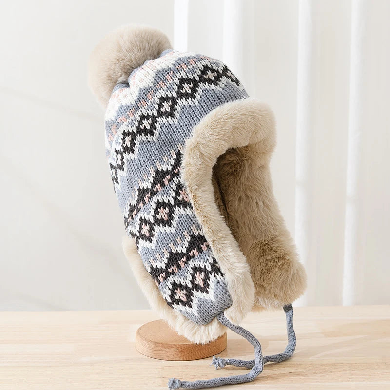 Whitehorse Knitted Patchwork Trapper Hat