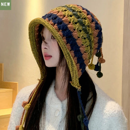 Skipton Colourful Patchwork Beanie in Yellow