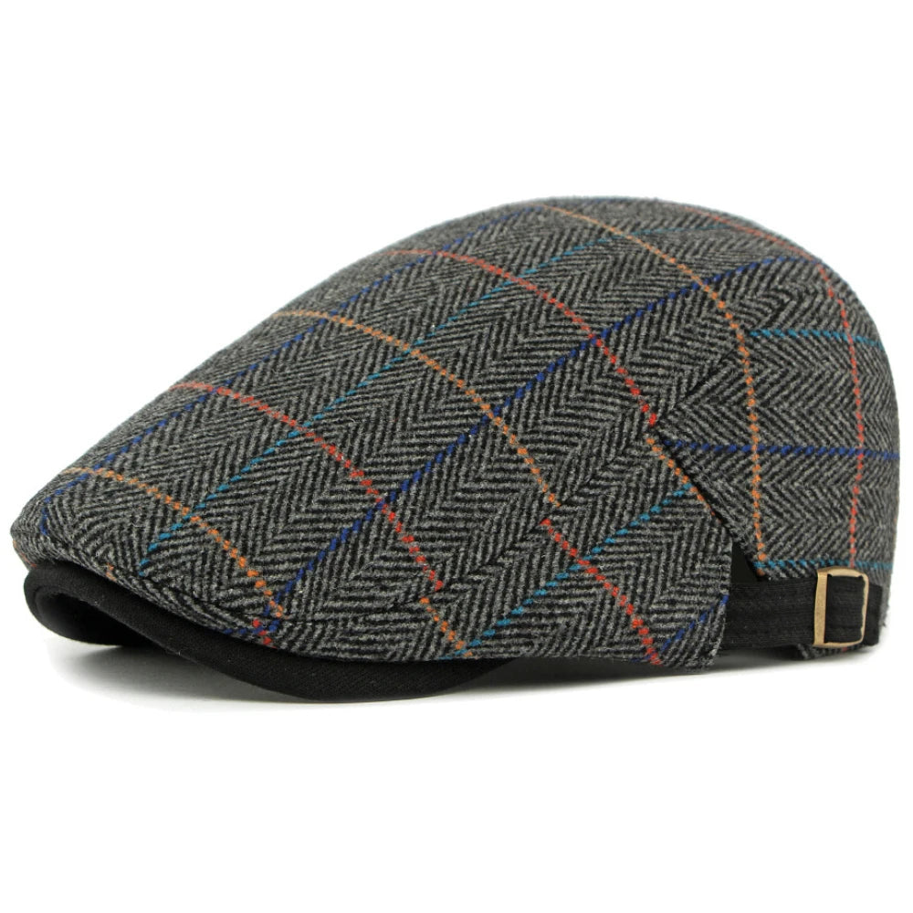 Aberfeldy Wool Plaid Beret in Black