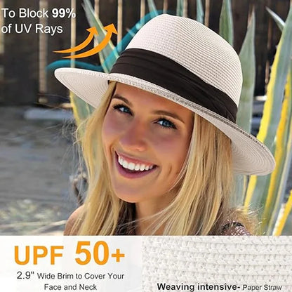 Kingston XL Straw Panama Hat – UPF 50+ Wide Brim Summer Sun Hat (61-63cm)