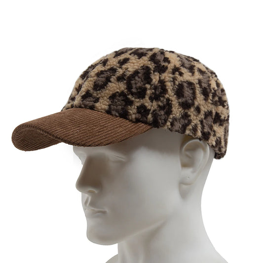 Corduroy Leopard Winter Baseball Cap | Warm Sports Cap | Urban Caps NZ