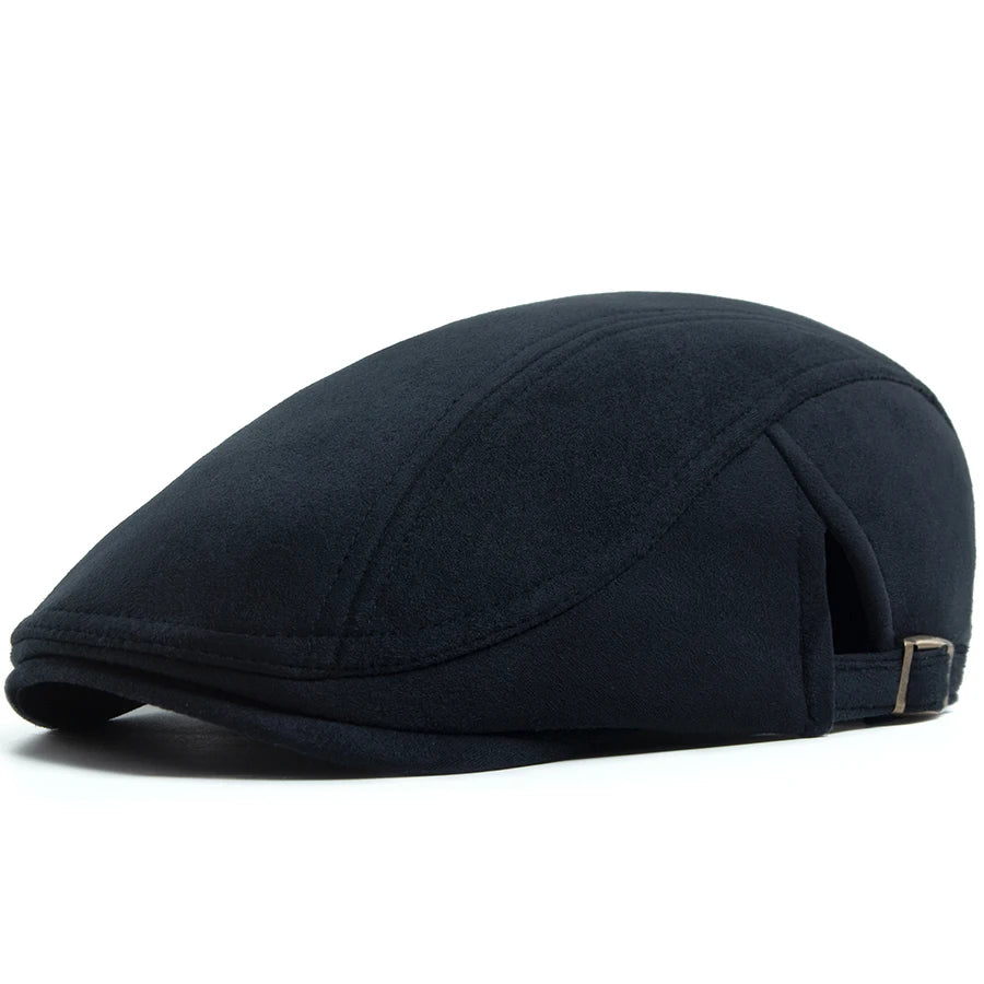 Faux Suede Side Buckle Ivy Cap | Retro Winter Flat Cap | Urban Caps NZ