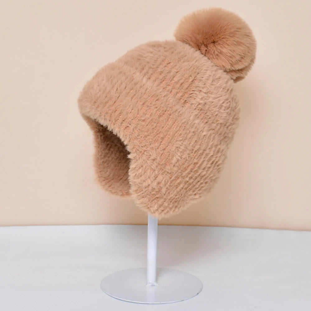 Tiksi Knitted Trapper Beanie in Khaki