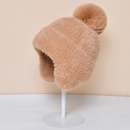 Tiksi Knitted Trapper Beanie in Khaki