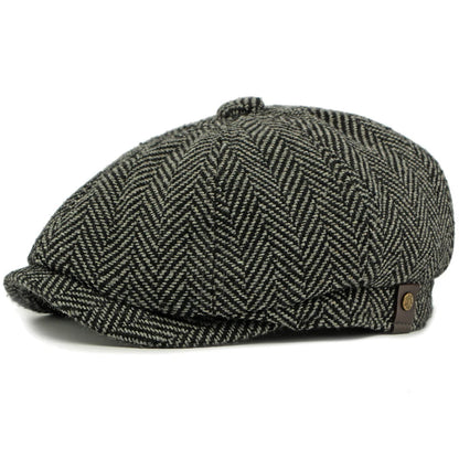 Arundel Plaid Wool Beret in Dark Grey