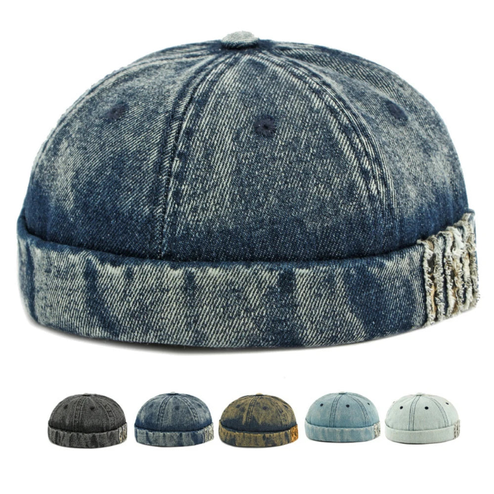 Southbank Denim-Style Beanie in Dark Blue