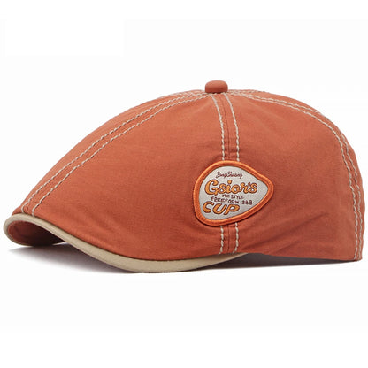 Cheltenham Letter-Pattern Beret in Orange