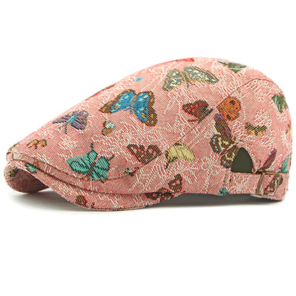 Tewkesbury Animal-Print Beret in Side Buckle Pink