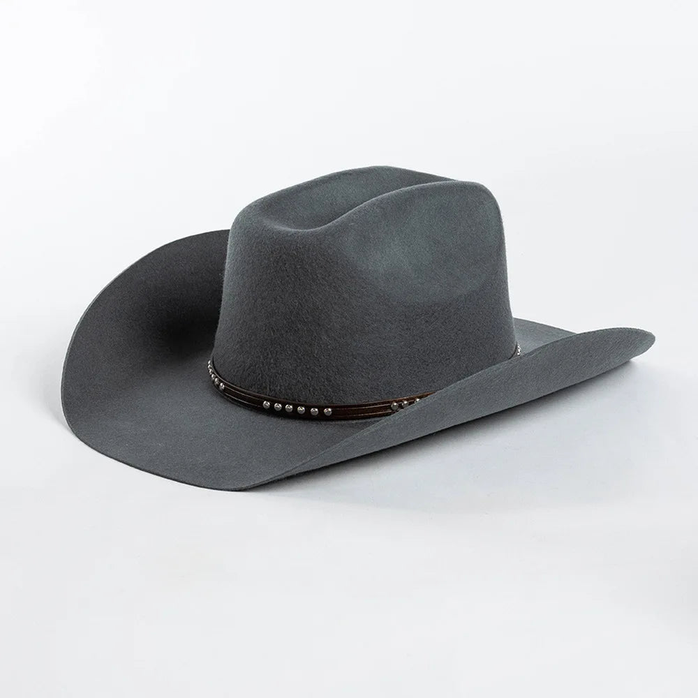 Denton Premium 100% Wool Cowboy Hat – Adjustable Western Felt Hat with Leather Band