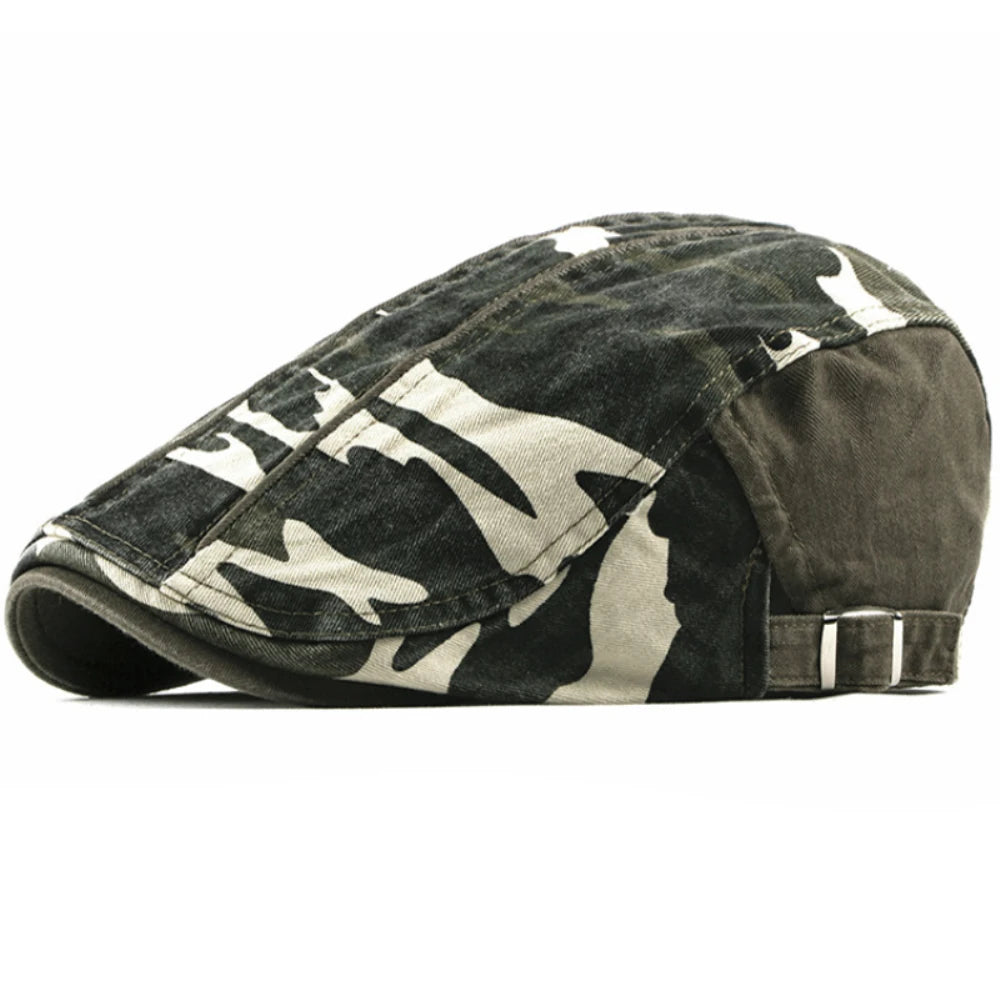 Hereford Print Artist Beret in Army Green