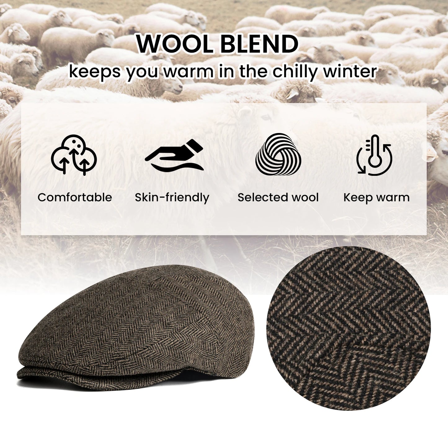 The Dunmore | Men's Wool Blend XL/XXL Ivy Newsboy Cap | Urban Caps NZ