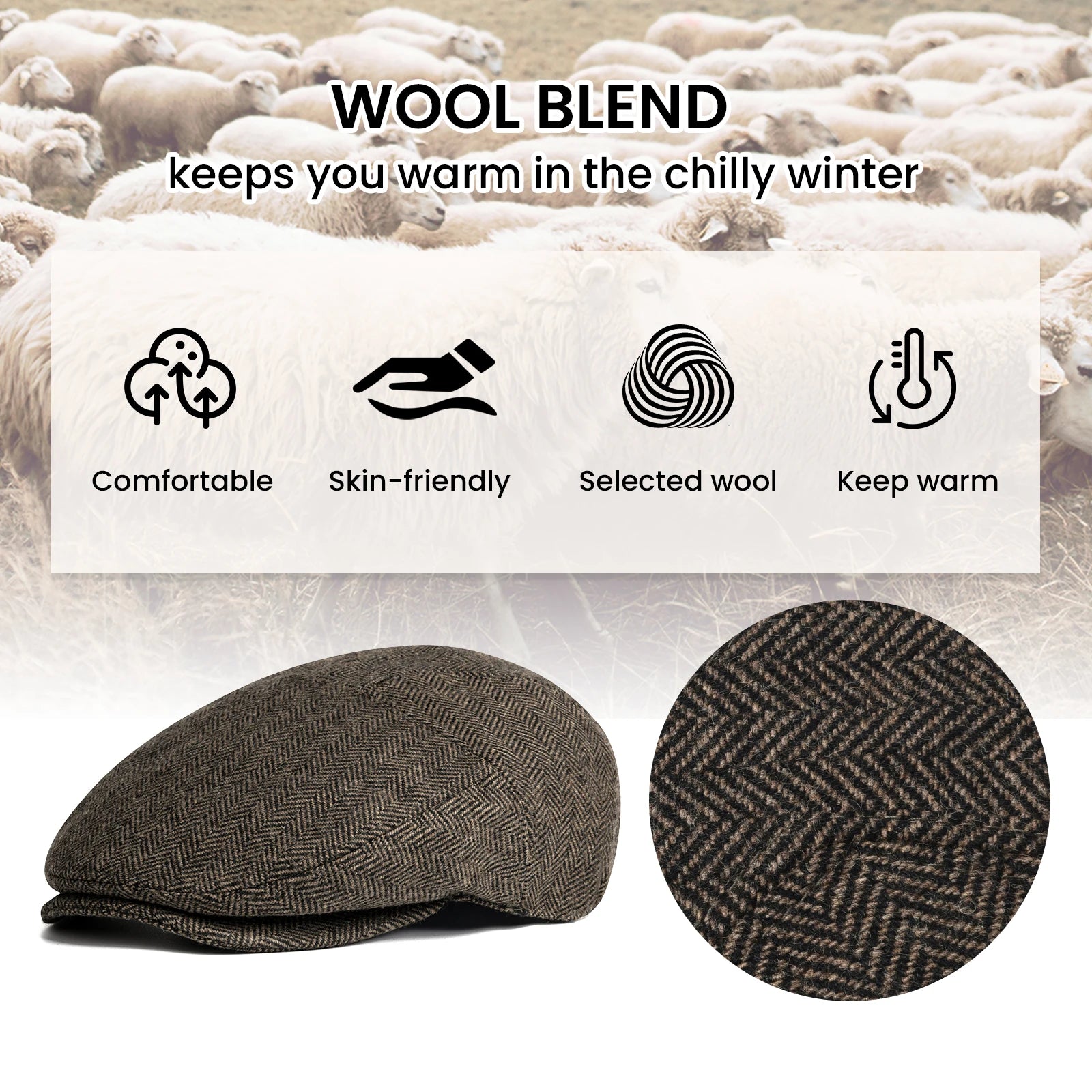 The Dunmore | Men's Wool Blend XL/XXL Ivy Newsboy Cap | Urban Caps NZ