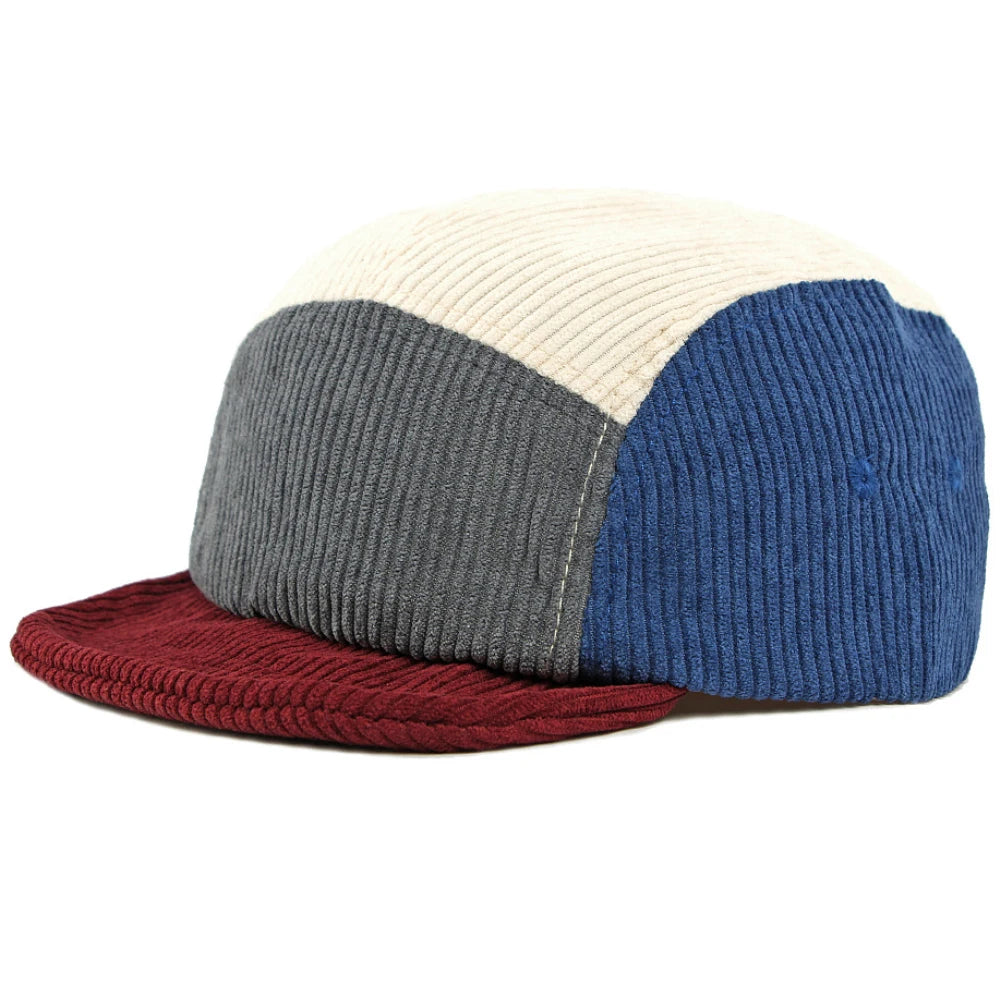 Clapham Corduroy Baseball Cap in Beige And Burgundy