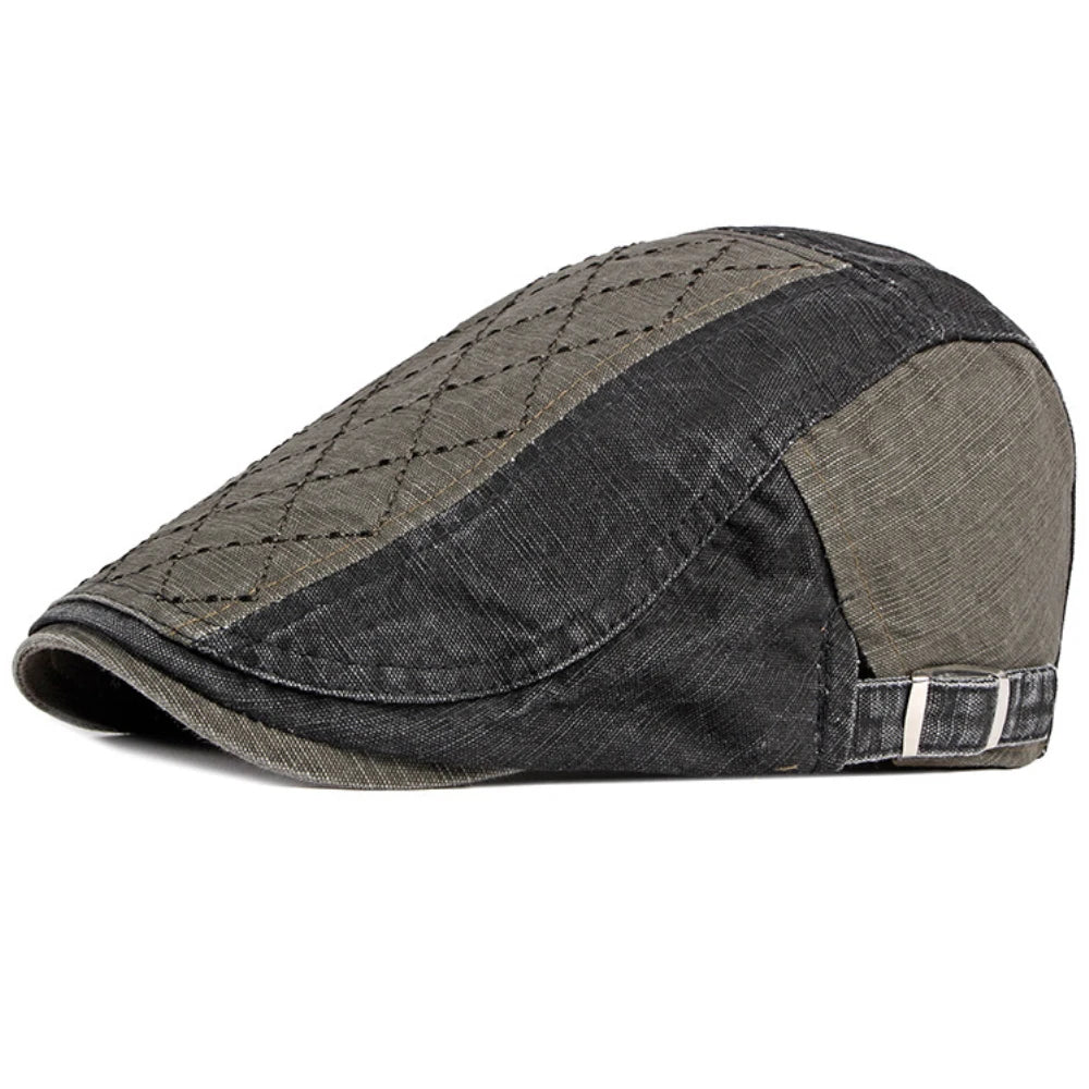 Truro Patchwork Ivy Cap in Army Green