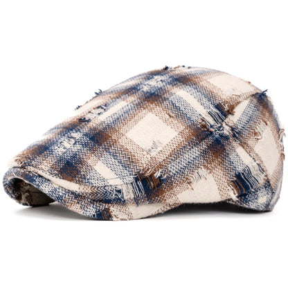 Stroud Vintage Plaid Beret in Beige