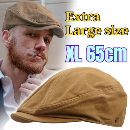 Torino XL Cotton Flat Cap – Extra Large Newsboy Cap for Men & Women (55–65cm)