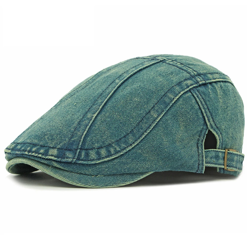 Bologna Denim-Style Beret in Blue Yellow