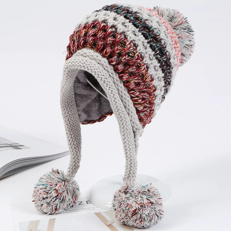 Ipswich Pompom Patchwork Beanie