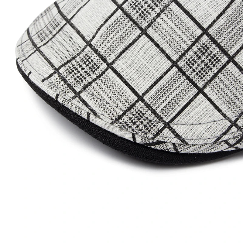 Thin Plaid Linen Ivy Cap | Country Summer Flat Cap | Urban Caps NZ
