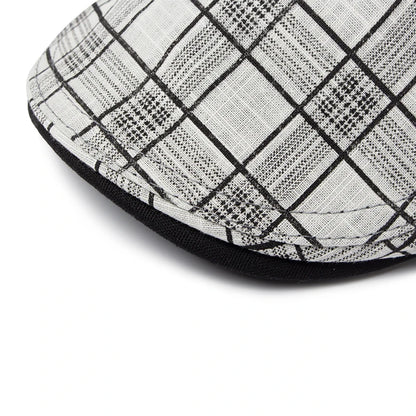 Thin Plaid Linen Ivy Cap | Country Summer Flat Cap | Urban Caps NZ
