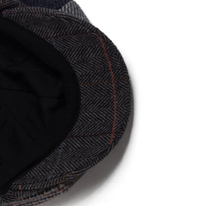 Herringbone Patchwork Newsboy Cap | Octagonal British Cap | Urban Caps NZ