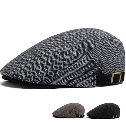 Striped Herringbone Ivy Cap | Heritage Autumn Flat Cap | Urban Caps NZ
