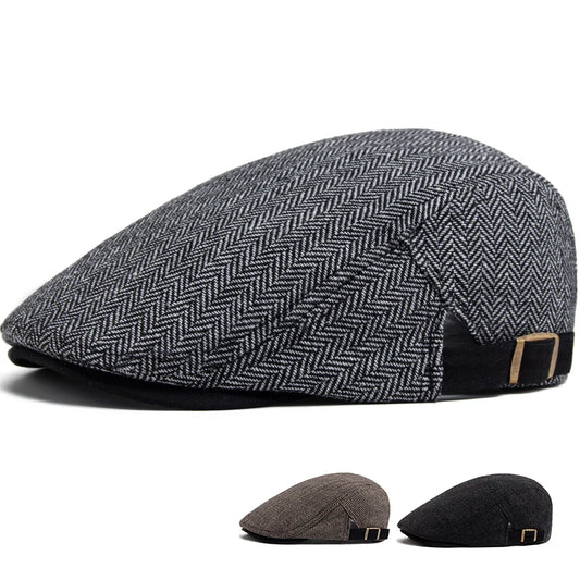 Striped Herringbone Ivy Cap | Heritage Autumn Flat Cap | Urban Caps NZ