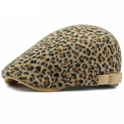 Biarritz Leopard-Print Beret in Khaki