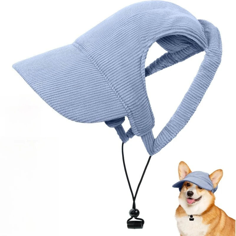Soft corduroy dog cap with ear holes in beige