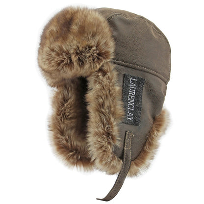 Ambleside Faux Leather Trapper Hat in Coffee