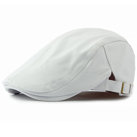 Avignon Faux Leather Ivy Cap in White