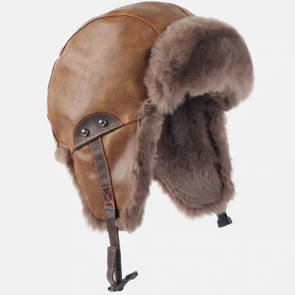 Nunivak Waterproof Leather Trapper Hat