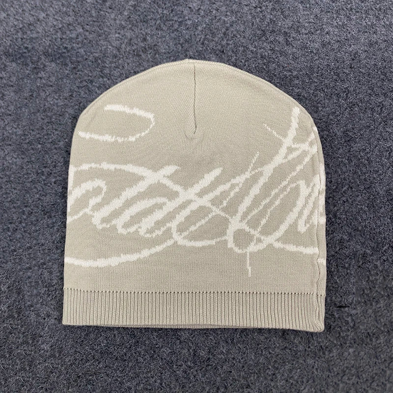 The Harrogate Knit | Jacquard Letter Woollen Fashion Beanie | Urban Caps NZ
