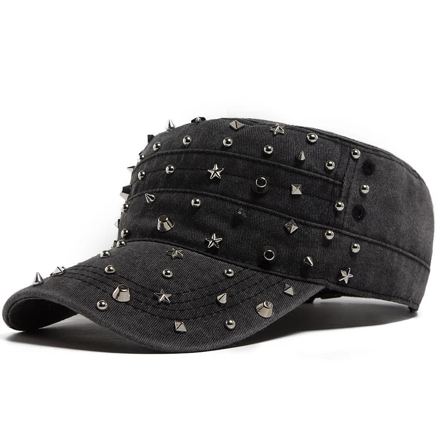 Rivet Detail Cotton Baseball Cap | Punk Rock Sports Cap | Urban Caps NZ