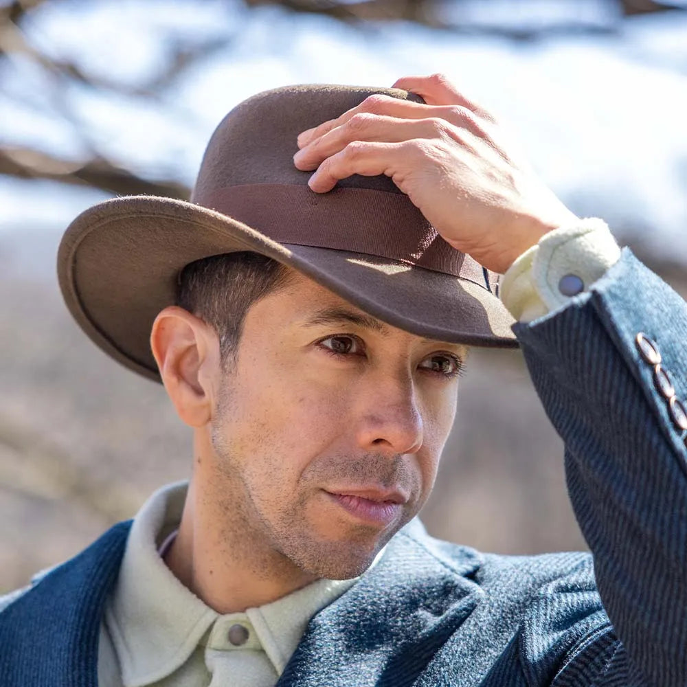 Wool Felt Outback Fedora Hat – Crushable Indiana Jones Cowboy Style Hat