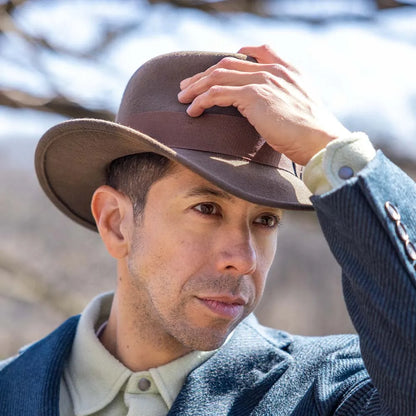 Wool Felt Outback Fedora Hat – Crushable Indiana Jones Cowboy Style Hat