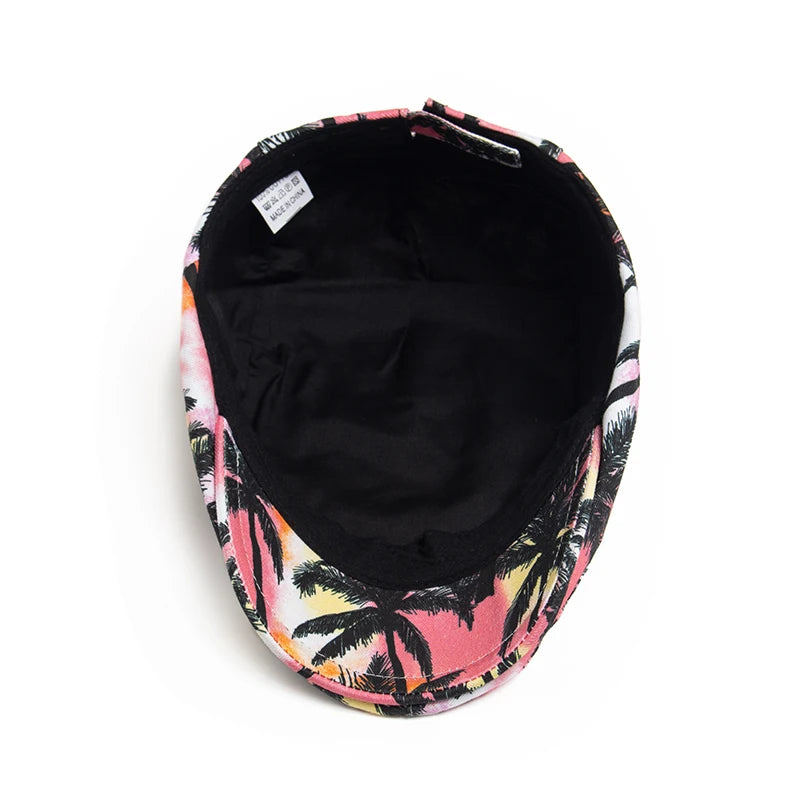 Print Cotton Ivy Cap | Riviera Summer Flat Cap | Urban Caps NZ