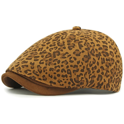Biarritz Leopard-Print Beret in Dark Khaki
