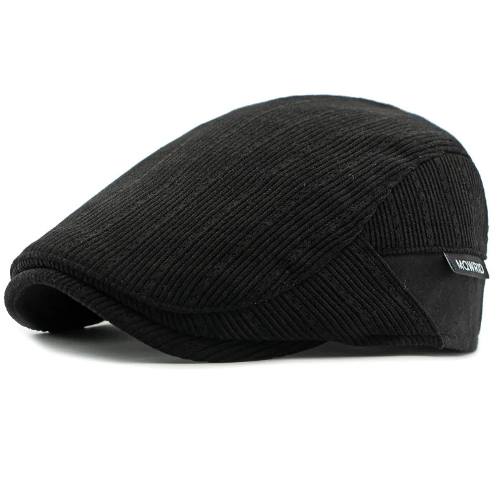 Ely Corduroy Fleece Beret in Black